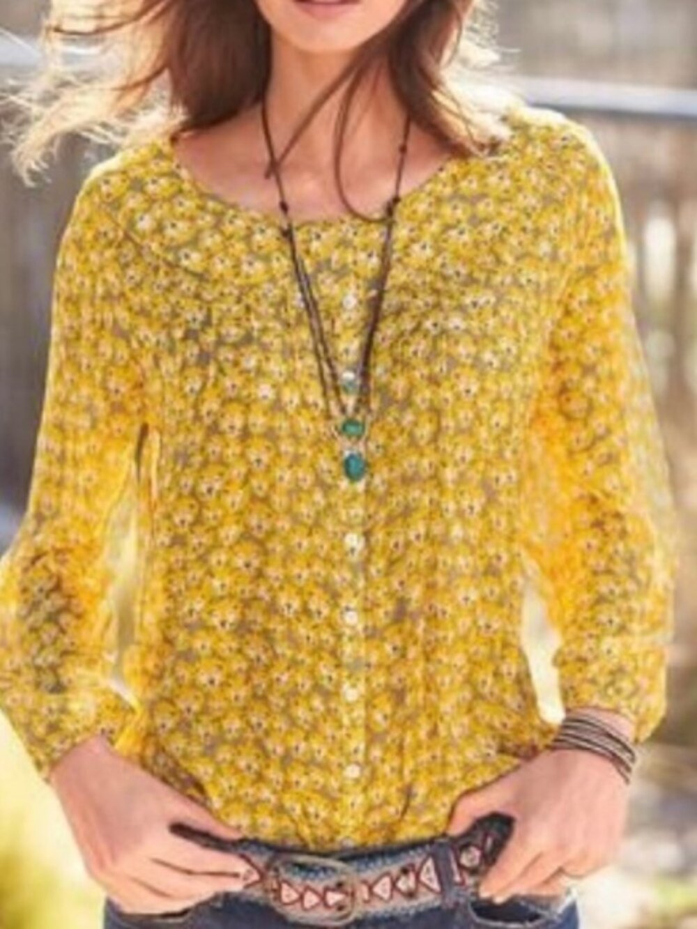 Sundance Catalog Katanga Silk Blouse Lion Face Sz M